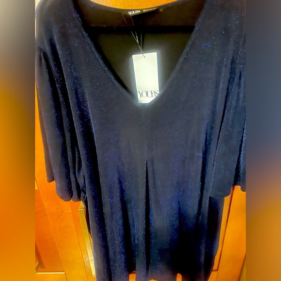 Yours Clothing NWT Plus Size UK 30-32 (US 28) Blue Shimmer Tunic - Picture 3 of 5